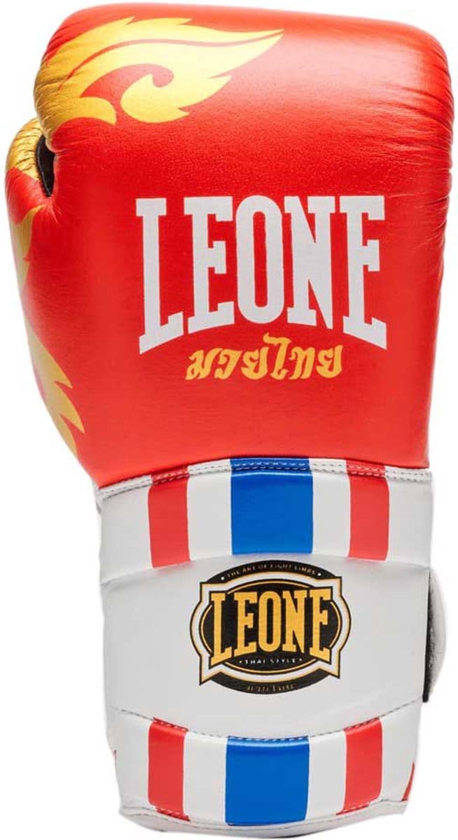 Leone1947 Thai Style Leer Kunstmatige Bokshandschoenen Rood 10 oz