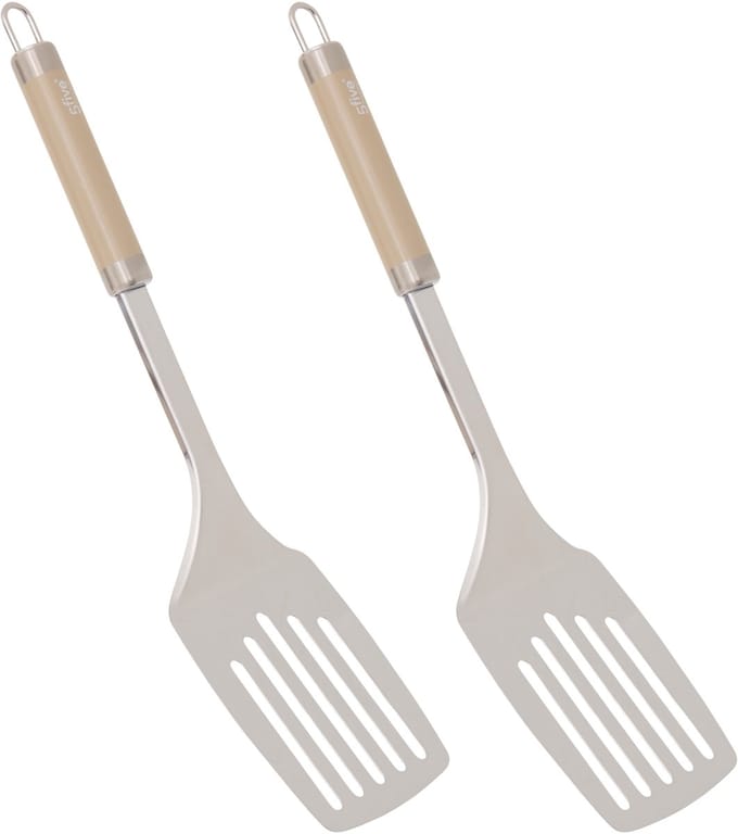 5Five spatel Paris - 2x - 34 cm - RVS - aluminium - beige/zilver - keukengerei