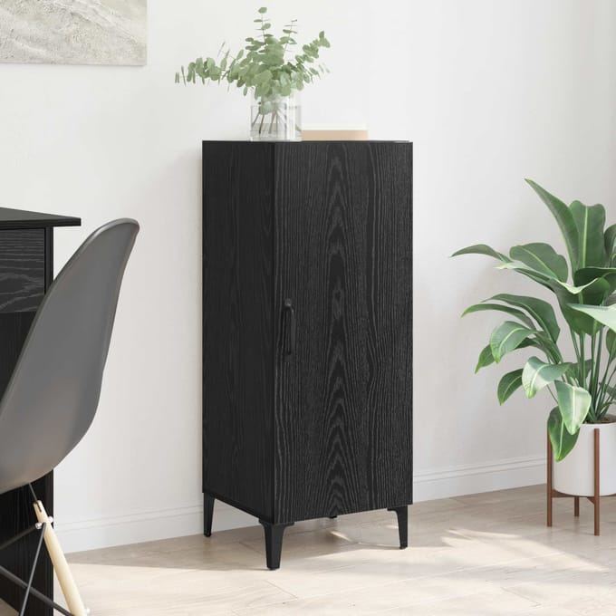 vidaXL - Dressoir - Zwart - Eiken - 34,5 - x - 34 - x - 90 - cm - Bewerkt - hout