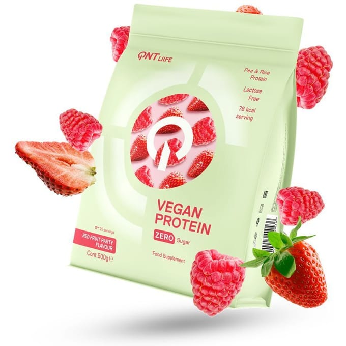 QNT Vegan Protein Zero Sugar Red Fruit Party 500 gram