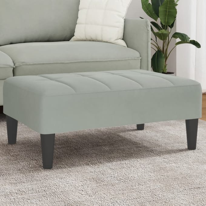 vidaXL - Voetenbank - 77x55x31 - cm - fluweel - lichtgrijs