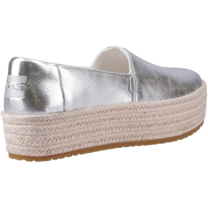 TOMS Valencia Leren Vrouwen Espadrilles Zilver