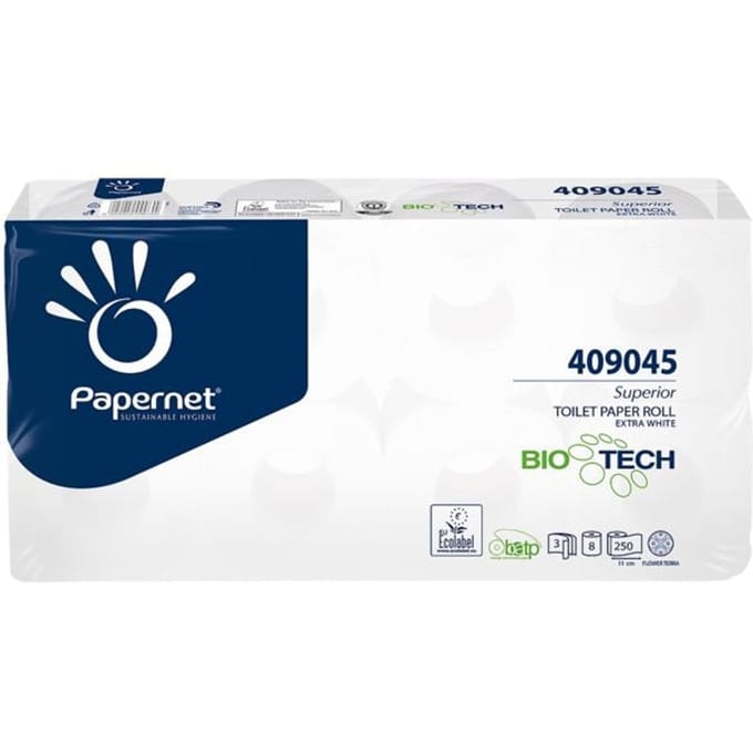 Papernet toiletpapier Superior 3-laags 250 vellen pak van 8 rollen