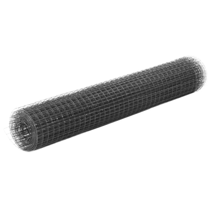 vidaXL - Kippengaas - 10x1 - m - staal - met - PVC - coating - grijs