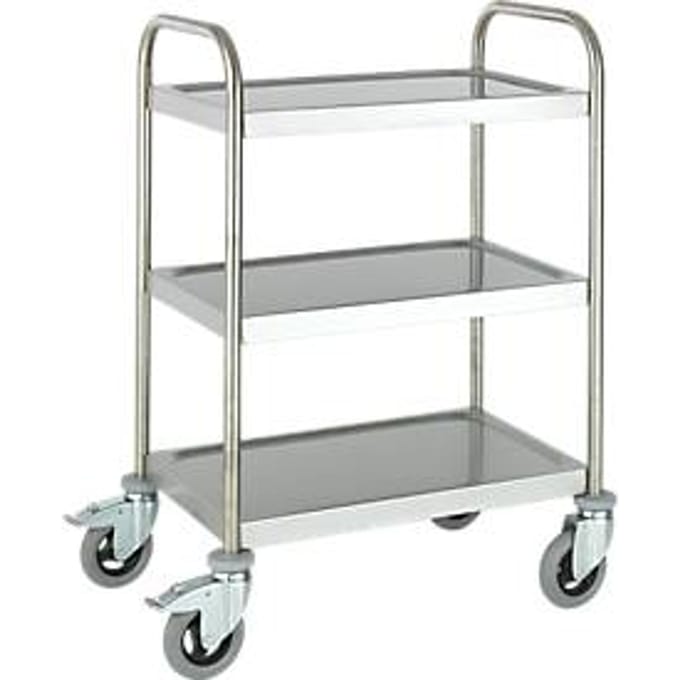 Rvs wagen, B 845 x D 545 mm, rijdt soepel, behuizing wielen gegalvaniseerd