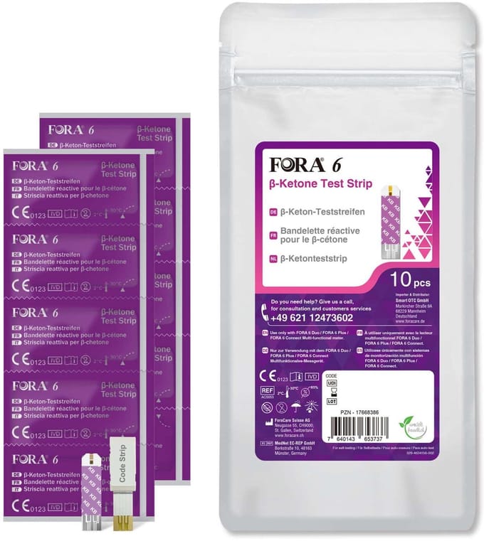 FORA 6 Ketonen Strips - Ketose Strips - voor Ketonen Meter