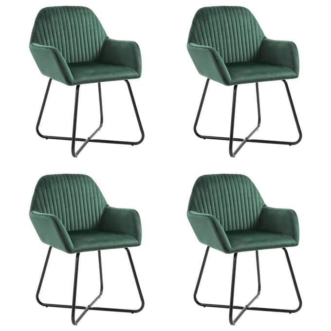 vidaXL - Eetkamerstoelen - 4 - st - fluweel - groen
