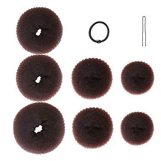Ensemble de 7 donuts pour chignons, 10 épingles à cheveux et 5 élastiques black