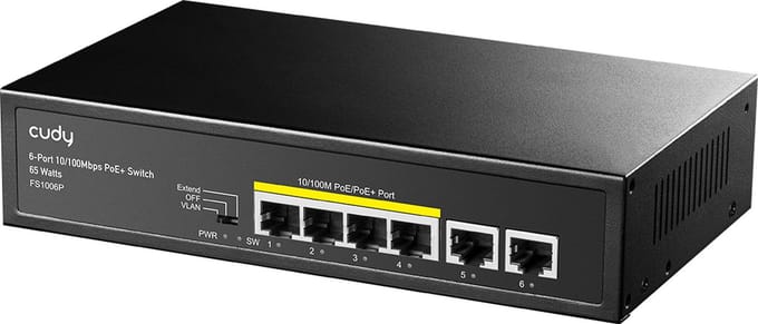 FS1006P - Fast Ethernet (10/100) - Full duplex - Power over Ethernet (PoE) - Rack mounting - Wall mountable
