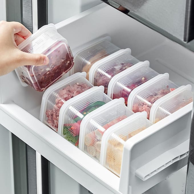 4 stuks Diepvleesdoos Goede Afsluiting Voedselkwaliteit Koelkast Opbergcontainer Voedselconservatie white
