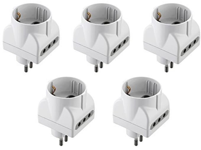 Set van 5 adapters met kleine 10 A stekker - Wit