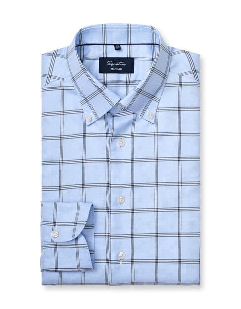 OLYMP Signature Overhemd, Tailored Fit, Signature Button-down, Bleu