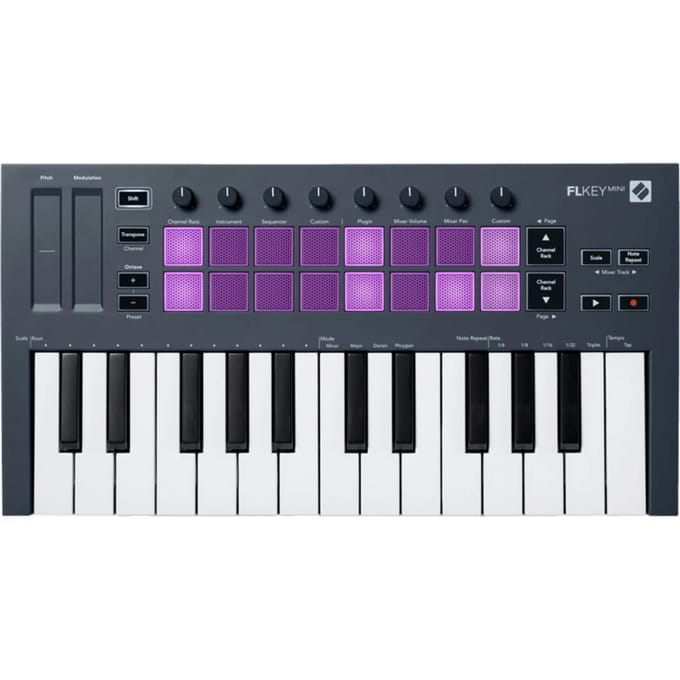 Novation Launchkey Mini 25 MK4 - MIDI Keyboard Controller - 2 Octaven Mini-Toetsen - 16 FSR Drumpad - 8 Encoders - OLED Display - USB-C - DAW Integratie