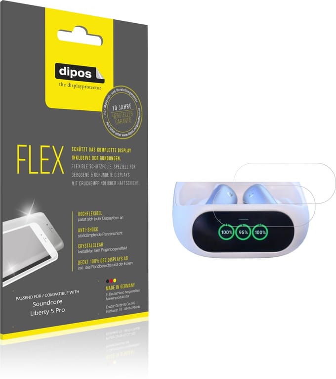 dipos – 2x Beschermfolie geschikt voor Soundcore Liberty 5 Pro | 3D Full Cover Screenprotector | 100% Passend