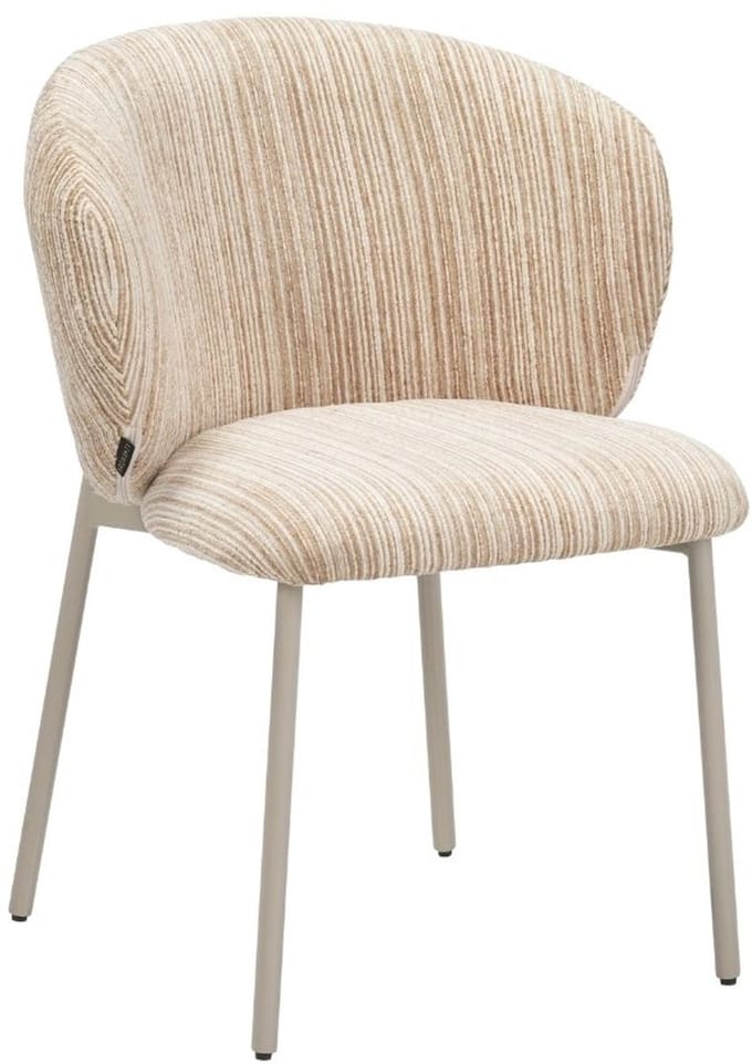 Bronx71® Eetkamerstoel Milo chenille beige/taupe - stoel