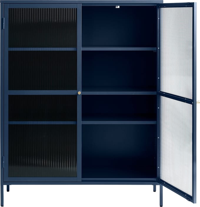 Vitrinekast Blauw - Metaal - 40x110,9x140cm - Soft Closing - Vitrinekast Bronco - Giga Living