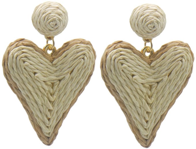 Oorbellen Hart – Kunststof – 6x4cm – Beige – valentijn – cadeau