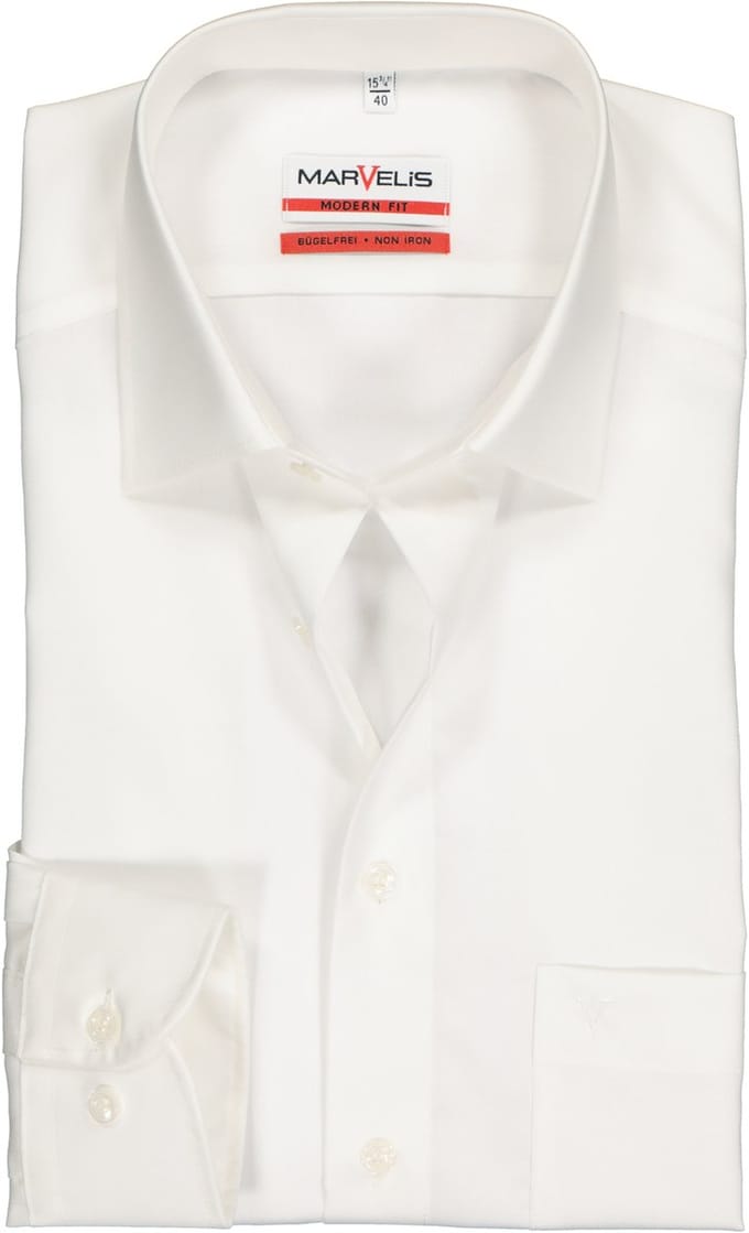 MARVELIS modern fit overhemd - beige - Strijkvrij - Boordmaat: 43