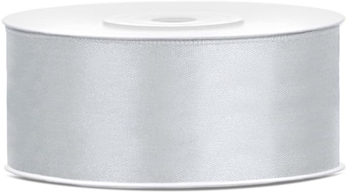Hobbygroep satijnlint zilver 25 mm 25 m luxe knutselband.