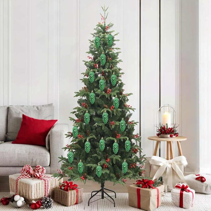 vidaXL - Kerstdennenappelbal - 40 - st - Groen - 4 - x - 9 - cm - Kunststof