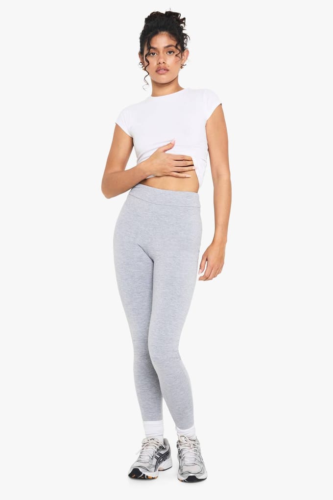 boohoo Dames Dubbele laag Modal-Jersey Legging | Grey Marl | Maat: 12
