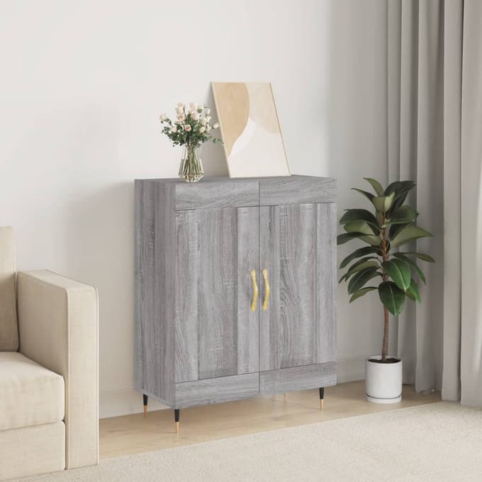 vidaXL - Dressoir - 69,5x34x90 - cm - bewerkt - hout - grijs - sonoma - eikenkleurig