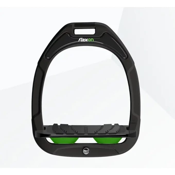 Zwart/zwarte/groene gekantelde grip stijgbeugels Flex-On Green Composite
