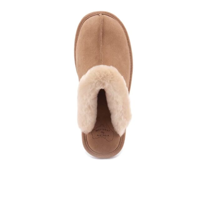 Warmbat Lismore Suede Dames Pantoffels - Camel- Maat 36