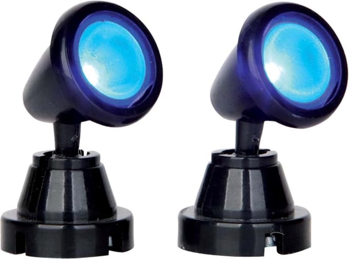 Lemax - Round Spot Light -  Blue -  Set Of 2 -  B/o (4.5v) - Kersthuisjes & Kerstdorpen