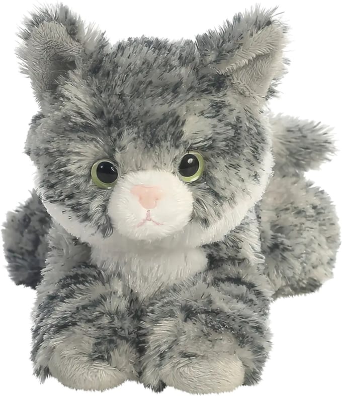Aurora Pluche kat/poes - grijs - 20 cm - Knuffeldieren katten - speelgoed