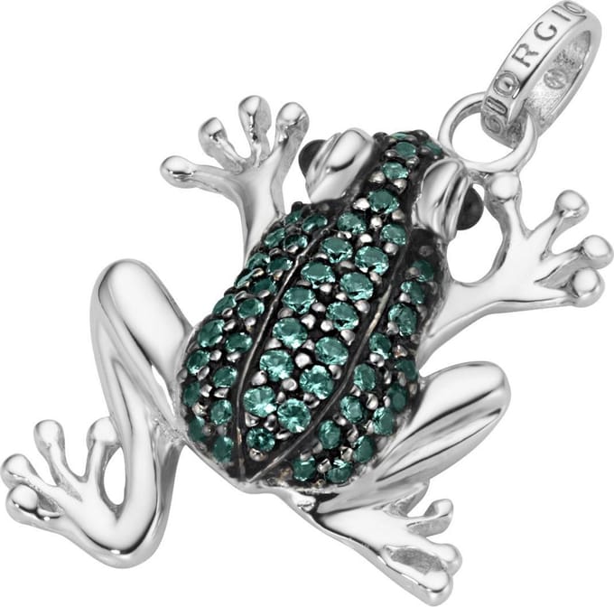 Giorgio Martello gerhodineerd sterling zilveren * groene kikker * hanger.