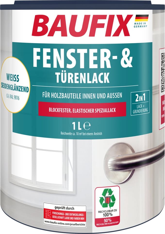 BAUFIX Kozijnen- en Deurenlak zijdeglans wit 1 Liter