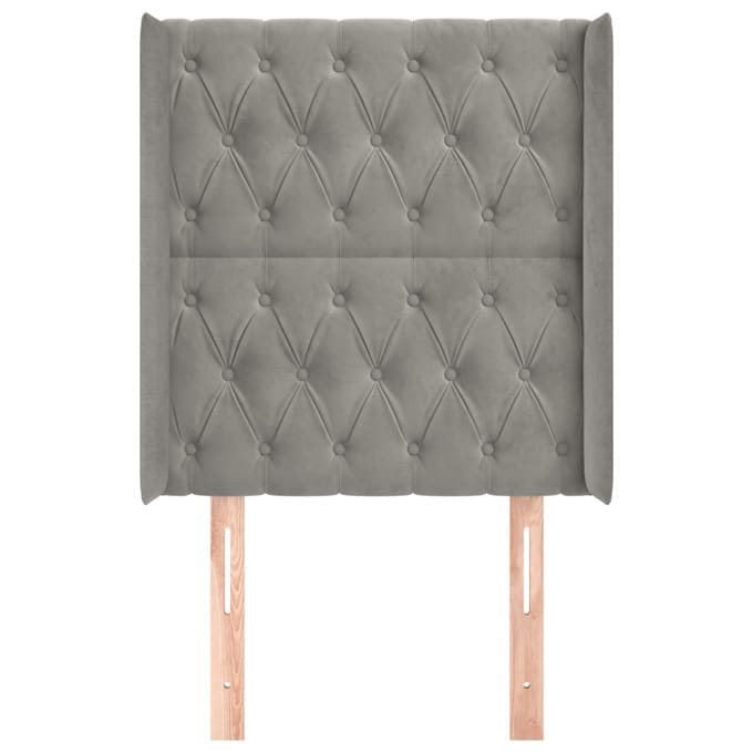 vidaXL - Hoofdbord - met - randen - 83x16x118/128 - cm - fluweel - lichtgrijs
