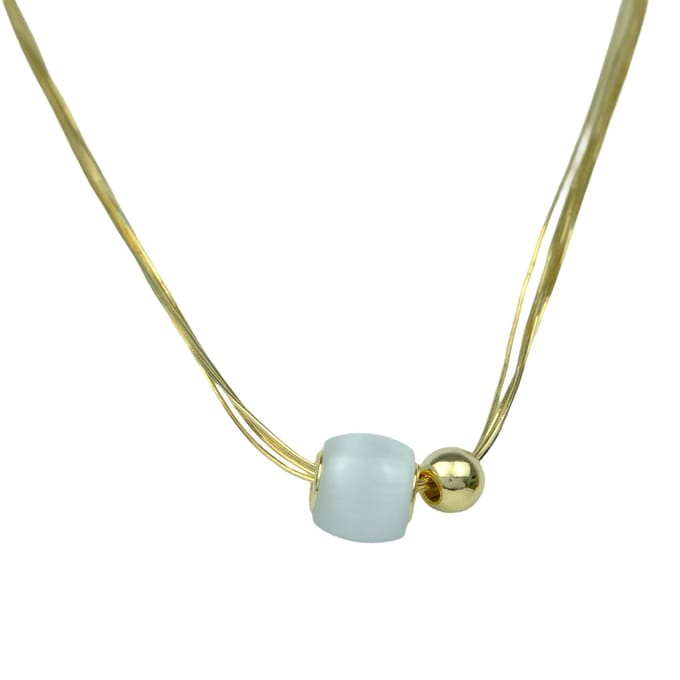 White Stone Necklace Gold 14K