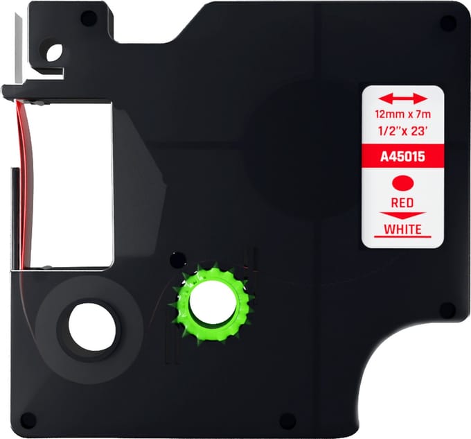 Dymo D1 compatible 45015 - S0720550 - tape - Rood op wit - 12 mm x 7 m - Lettertape