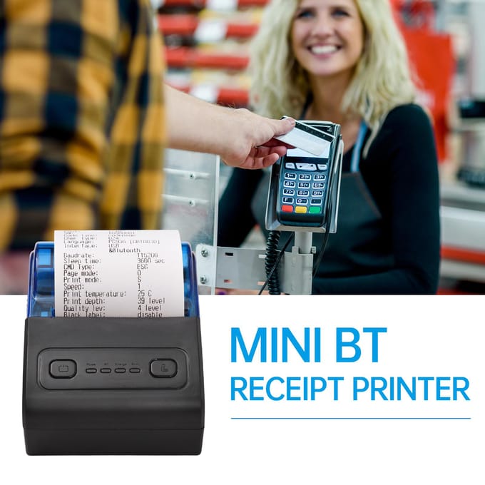 Bisofice draagbare mini-thermische printer 2 inch draadloze USB-bonbonbonprinter met 57 mm zwart