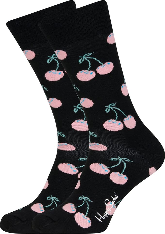 Happy Socks Cherry Sokken - Zwart/Roze - Maat 41-46