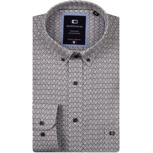 Giordano Overhemd Brando Soft Twill Hexagon Fantasy Groen-Multi / male