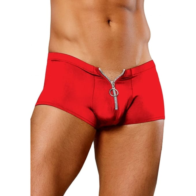 Male Power Nylon Lycra Boxer Short Zipper Short S/M - rood