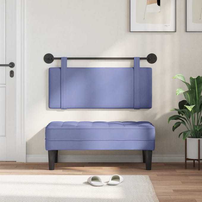 vidaXL - Hangend - hoofdbord - Jeans - Blauw - Stof