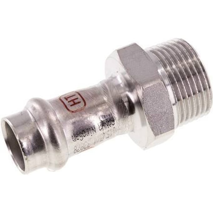 Perskoppeling - 15mm Persmof & R 3/4'' Buiseinde - RVS