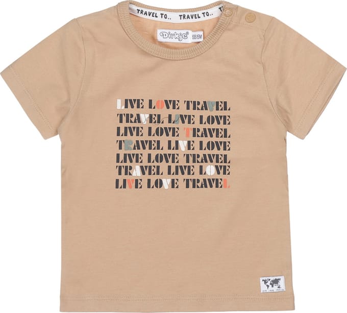 Dirkje jongens T-shirt beige met tekst - maat 68