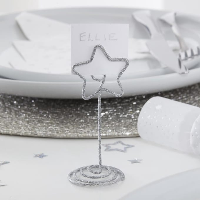 Ginger Ray - Ginger Ray - Silver Glitter – Stervormige Kaarthouders (6 stuks)