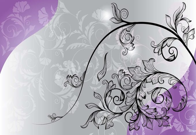 Fotobehang  Floral Pattern | XL - 208cm x 146cm | 130g/m2 Vlies
