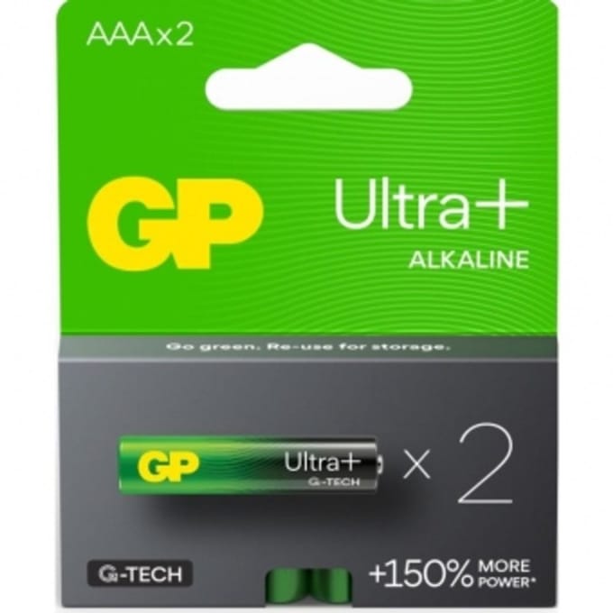 GP Ultra Plus + AAA Alkaline Batterijen 2 Stuks