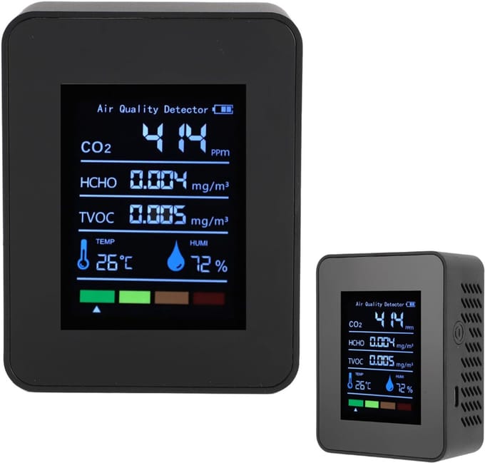 MRKK® Fijnstofmeter - Luchtkwaliteitsmeter voor Binnen - Co2 Meter - Zwart