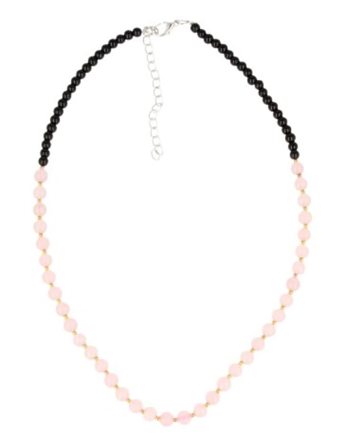 Edelsteen ketting Roze kwarts met zwart