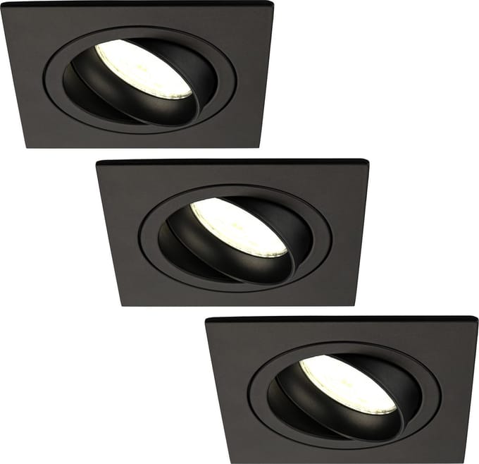 Ledvion - 3X LED Inbouwspot Sevilla - Dimbaar - 3W - 4000K - Ø92 mm - Zwart