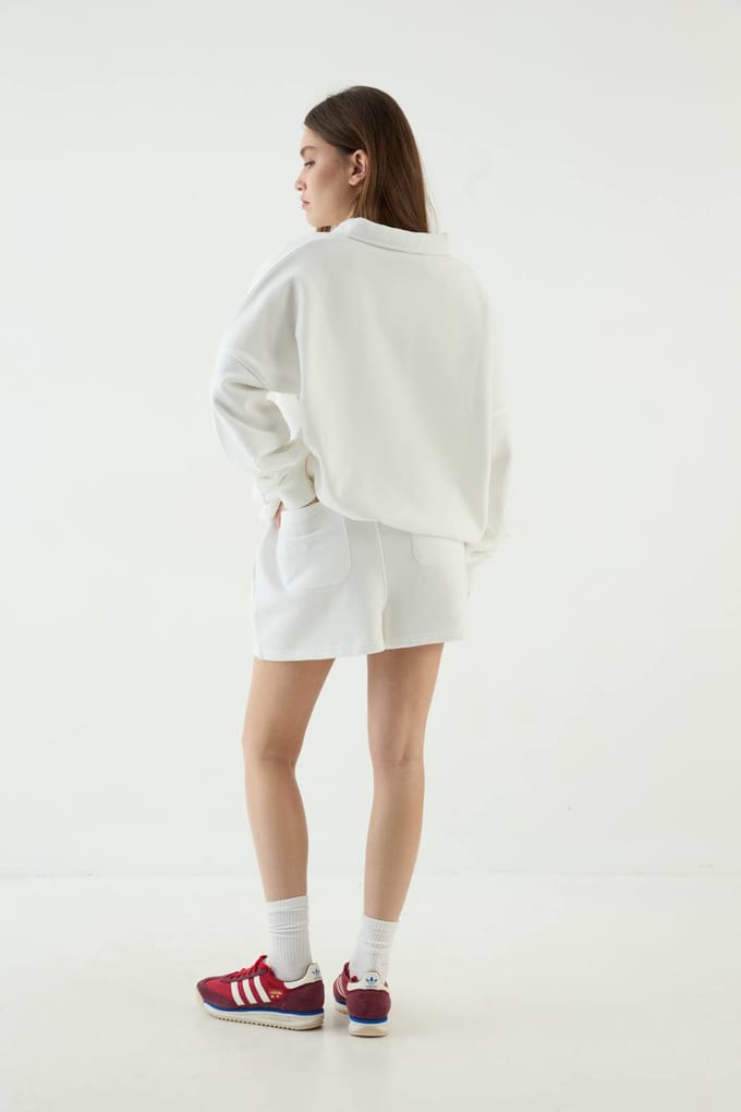 Dames Dsgn Studio Sweatshirt Met Kraag | Ecru | Maat: Medium
