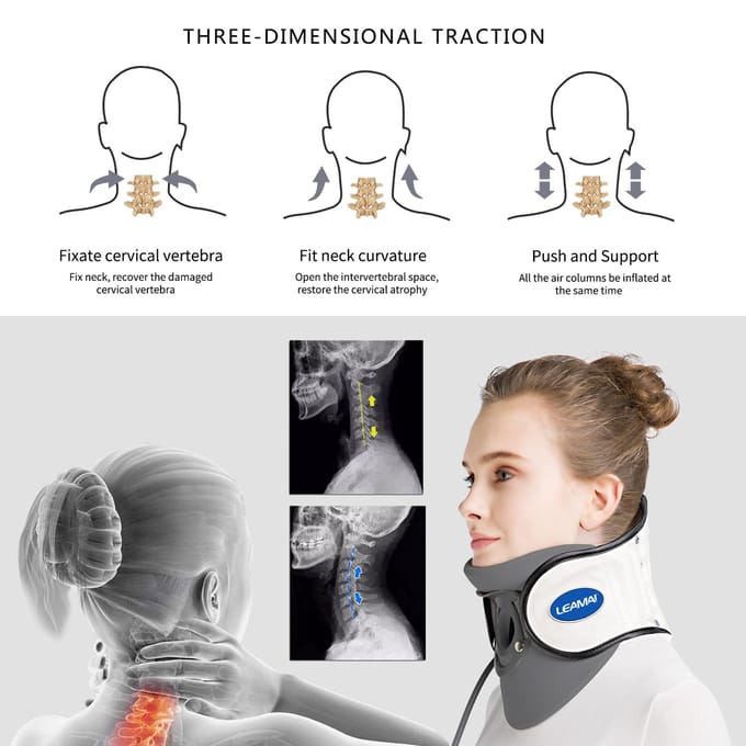 LEAMAI collier Cervical médical dispositif de Traction du cou gonflable pincé nerf cou civière pour blanc